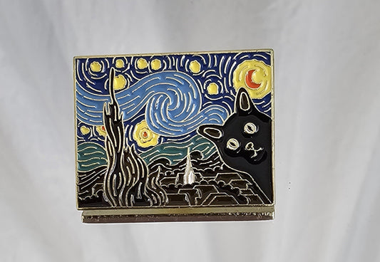 starry night cat pin