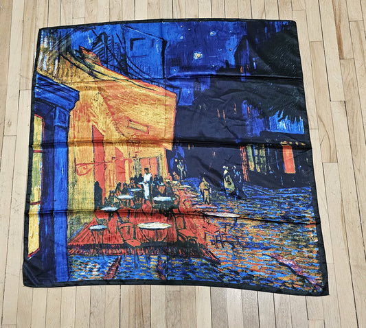 Van Gogh terrace at night scarf