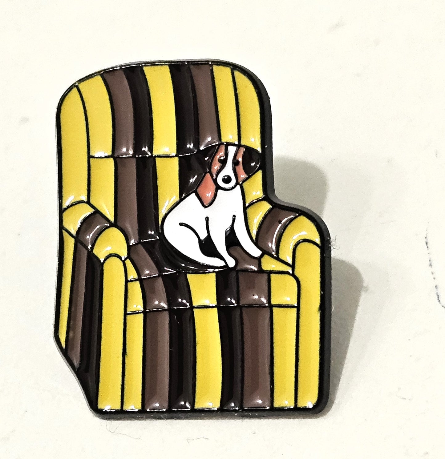 dog on a chair pin