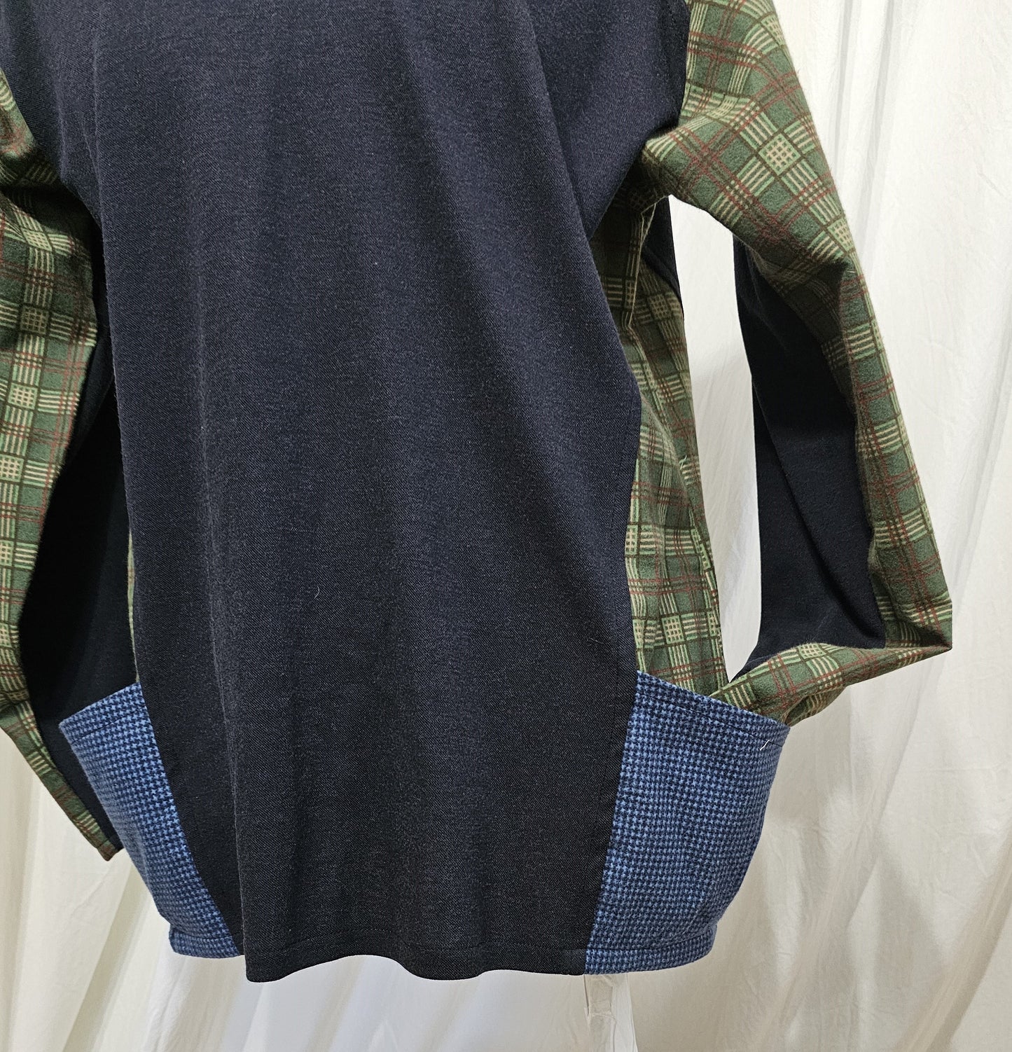 unisex knit and flannel hoodie