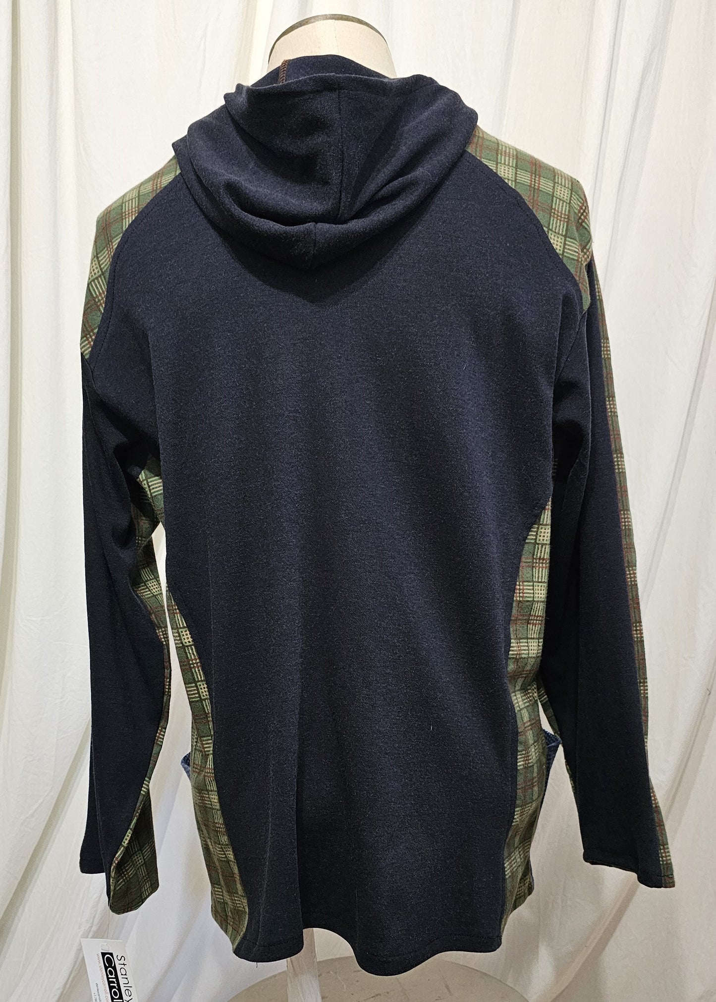 unisex knit and flannel hoodie